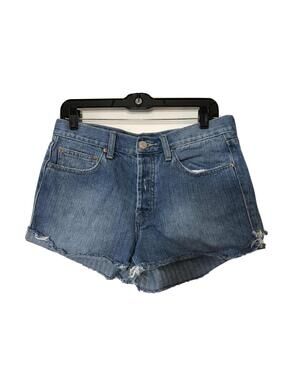 BDG Tomgirl Womens Blue Jeans Shorts Size 27 Button Fly Raw Hem Distressed
